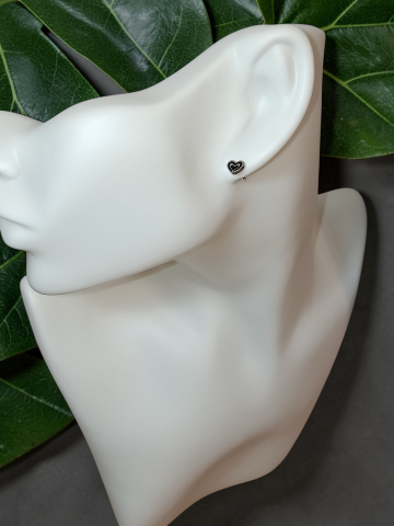 Cercei Inimioare Argintii Cu Negru Din Oțel Inoxidabil „Eclipsă în Miniatură” [3]