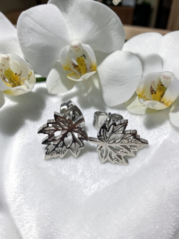 CERCEI VELVETTEENS - Cercei Inox Rezistenti „Frunză de Argint”