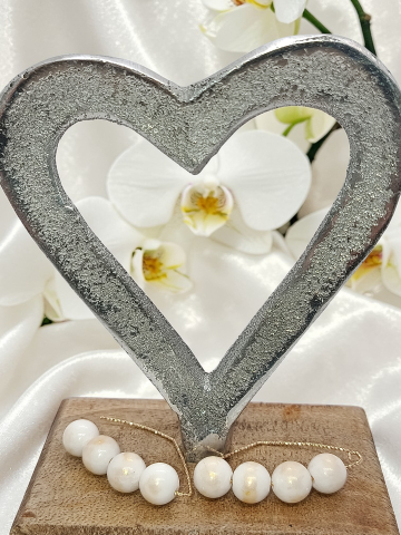 Cercei  Jad Alb – Sârmă Hipoalergenică Aurie, "Șoapta luminii" [1]