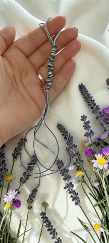 Charm pentru telefon albastru handmade – șnur cerat împletit manual, "Laguna" [2]