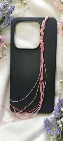 VELVET TREASURES - Charm Pentru Telefon Handmade Roz Și Lila – Șnur Cerat Împletit Manual „Blush Amour”