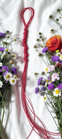 Charm Roșu Pentru Telefon– Accesoriu Handmade Din Șnur Cerat Împletit „Rubin” [4]