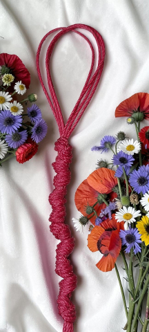 Charm Roșu Pentru Telefon– Accesoriu Handmade Din Șnur Cerat Împletit „Rubin” [5]