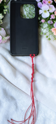 Charm Roșu Pentru Telefon– Accesoriu Handmade Din Șnur Cerat Împletit „Rubin” [2]