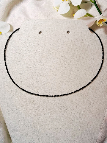 Colier Choker Cristale Negre Fațetate – Aurii, Fir Inox, Rezistent la Apă „Midnight Gold” [4]