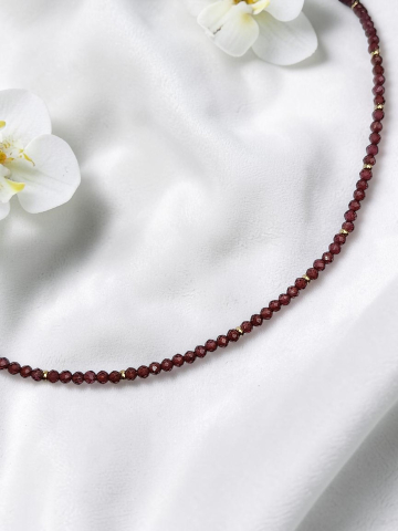Colier La Baza Gâtului Cu Cristale Tip Granat – Inox Auriu Handmade "Picături de Pasiune" [1]