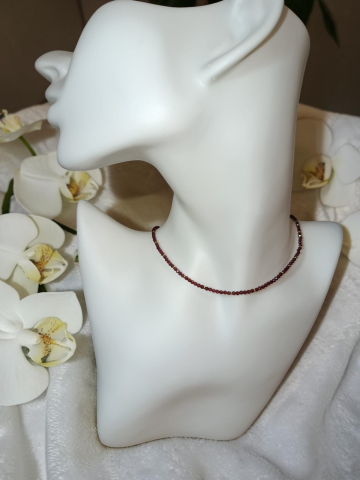 Colier La Baza Gâtului Cu Cristale Tip Granat – Inox Auriu Handmade "Picături de Pasiune" [2]