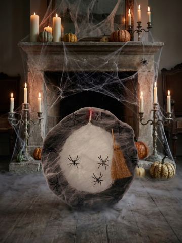 VELVET TREASURES - Coroniță Halloween Handmade "Pânza Blestemată a Nopții"