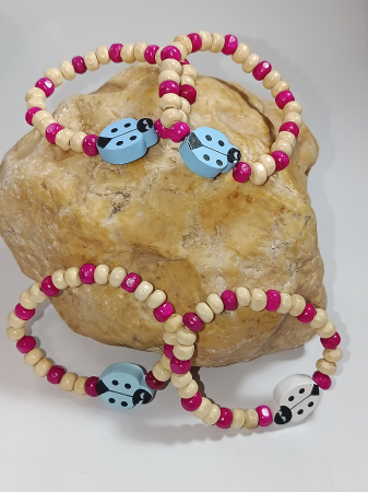 COPII - Petală de Roz și Noroc de Gărgăriță – Brățară Mărțișor din Lemn