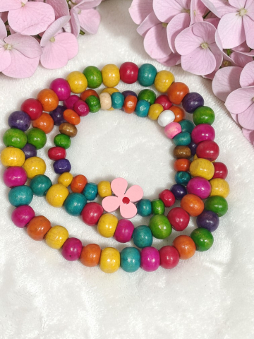 SETURI VELVETKIDS - Set Bijuterii Fetițe – Colier Si Brățară Din Lemn Handmade „Prietenia Florilor"