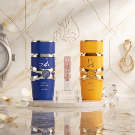Set Parfumuri Lattafa Asad Zanzibar si Yara Tous Mango 100ml cu 2 mostre cadou El Nabil [1]