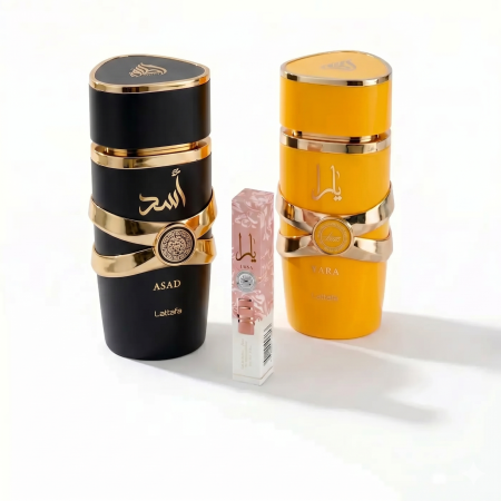 Seturi Cadou Parfumuri - Lattafa Set Cuplu Parfumuri Asad 100ml + Yara Tous 100ml + Mini Parfum Cadou 35ml