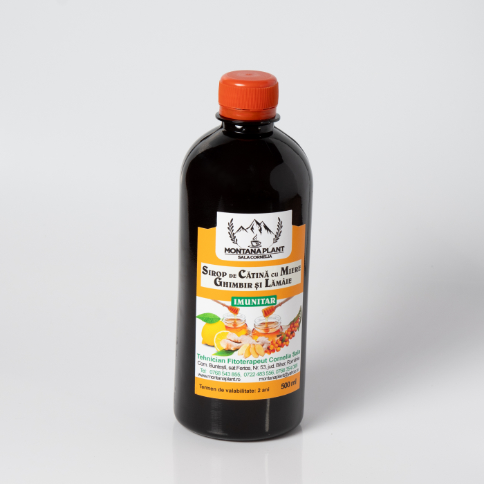 Sirop de cătină cu miere, ghimbir și lămâie – 500ml, imunostimulent natural, Verde de Apuseni [1]
