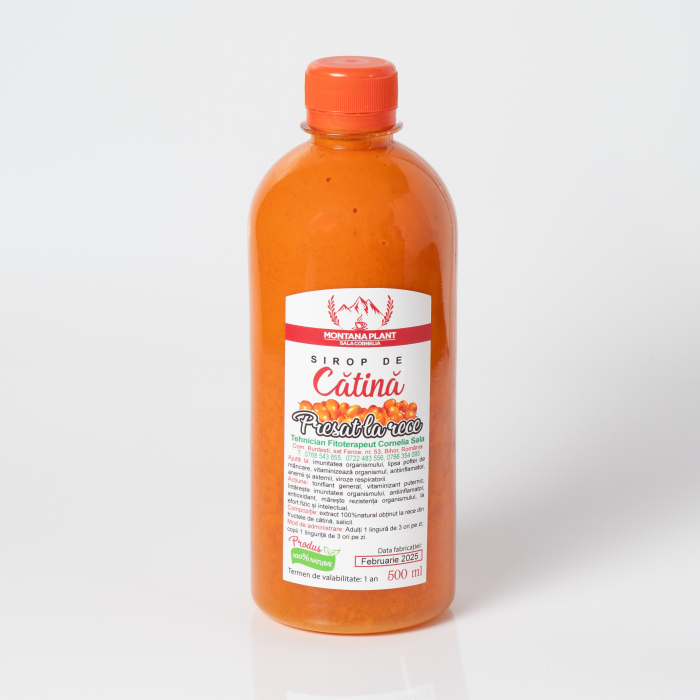 Sirop de cătină presat la rece – 500ml, imunitate naturală, fără fierbere, produs artizanal Verde de Apuseni [1]