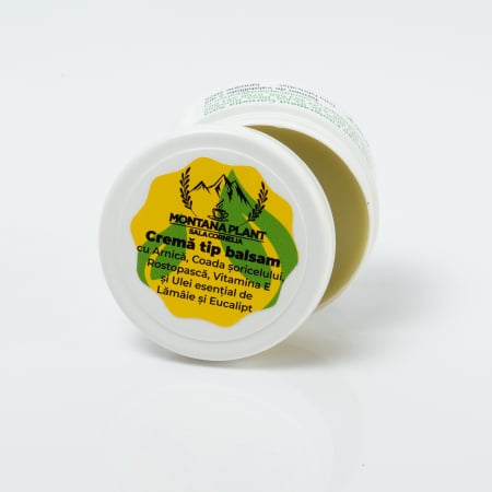 Cremă tip balsam cu Arnică, Coada-șoricelului, Rostopască, Vitamina E, Lămâie & Eucalipt – Revitalizantă și calmantă [1]