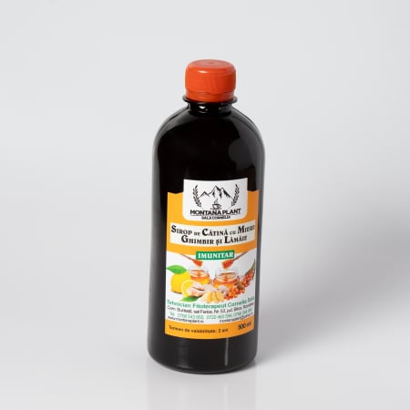 Sirop - Sirop de cătină cu miere, ghimbir și lămâie – 500ml, imunostimulent natural, Verde de Apuseni