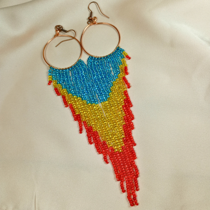 Cercei lungi cu franjuri tricolore [3]