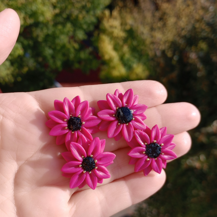 Cercei surub floare fucsia [2]