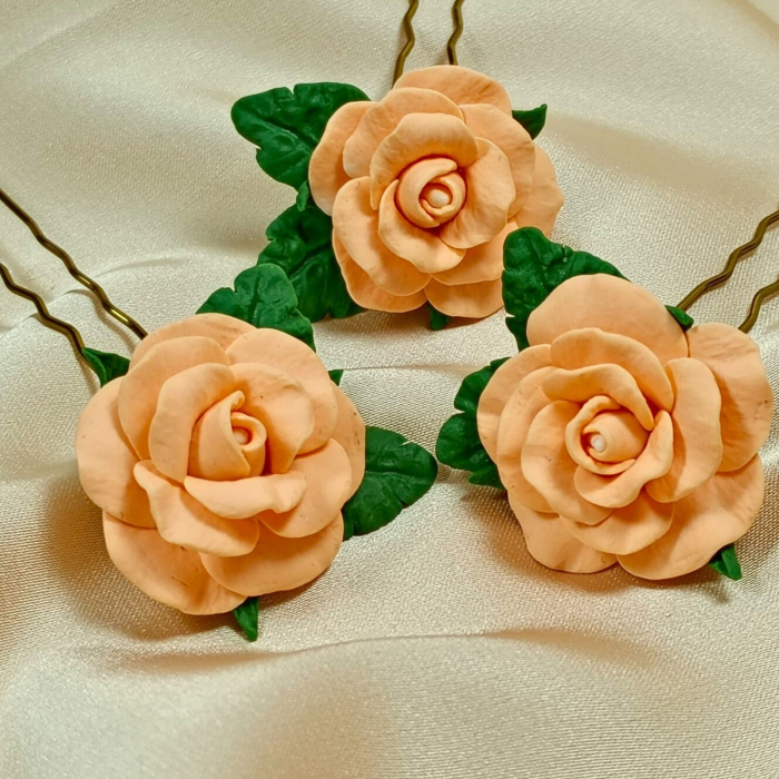 Set ace de par cu trandafiri piersica [5]