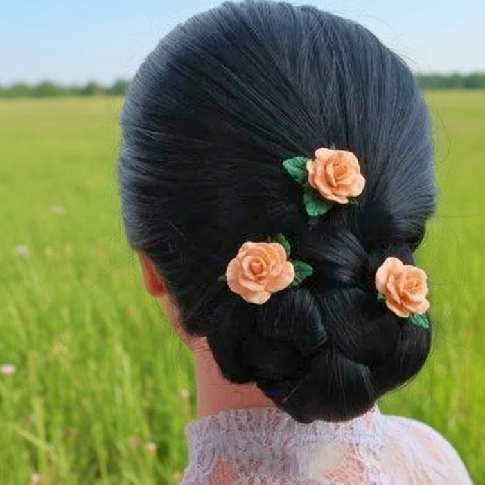 Set ace de par cu trandafiri piersica [6]