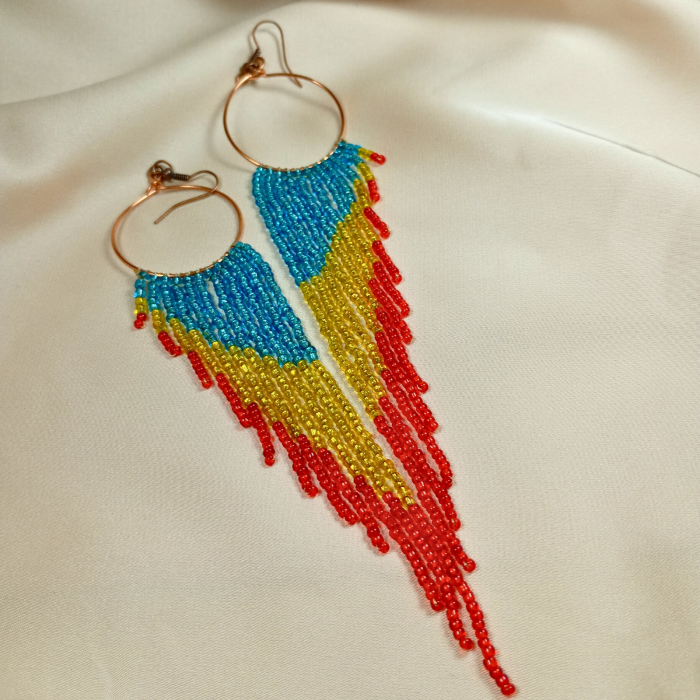 Cercei lungi cu franjuri tricolore [4]