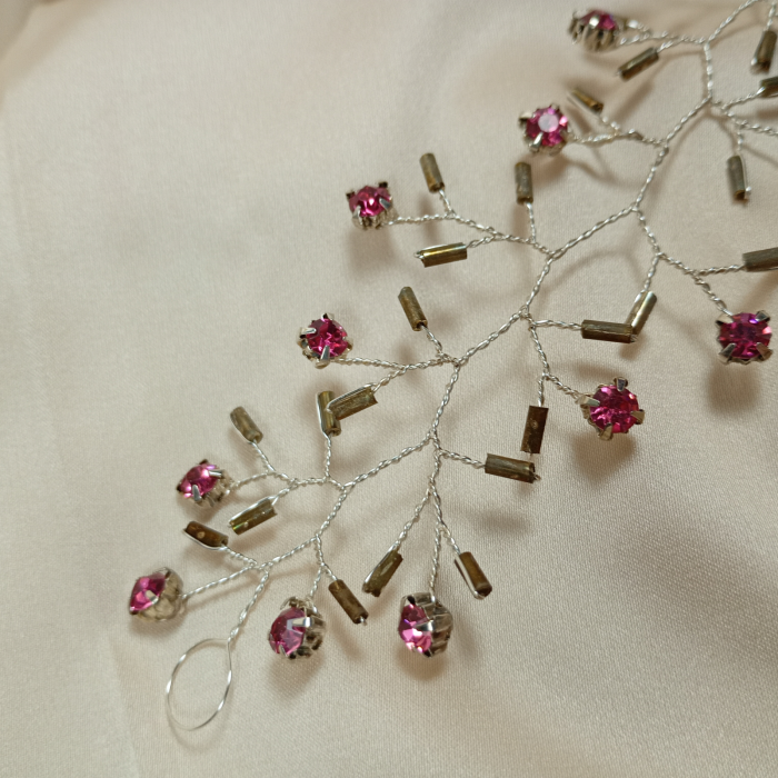 Accesoriu de par hair vine cu cristale roz [2]