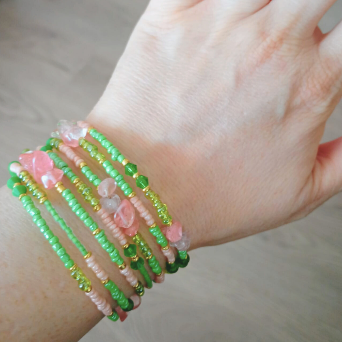 Brățară Grădină de primăvară spirală verde/roz [3]