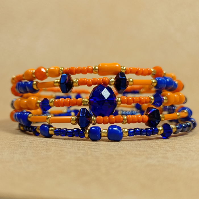 Brățară spirală portocaliu/ albastru regal [9]