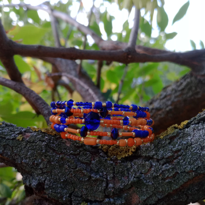 Brățară spirală portocaliu/ albastru regal [8]