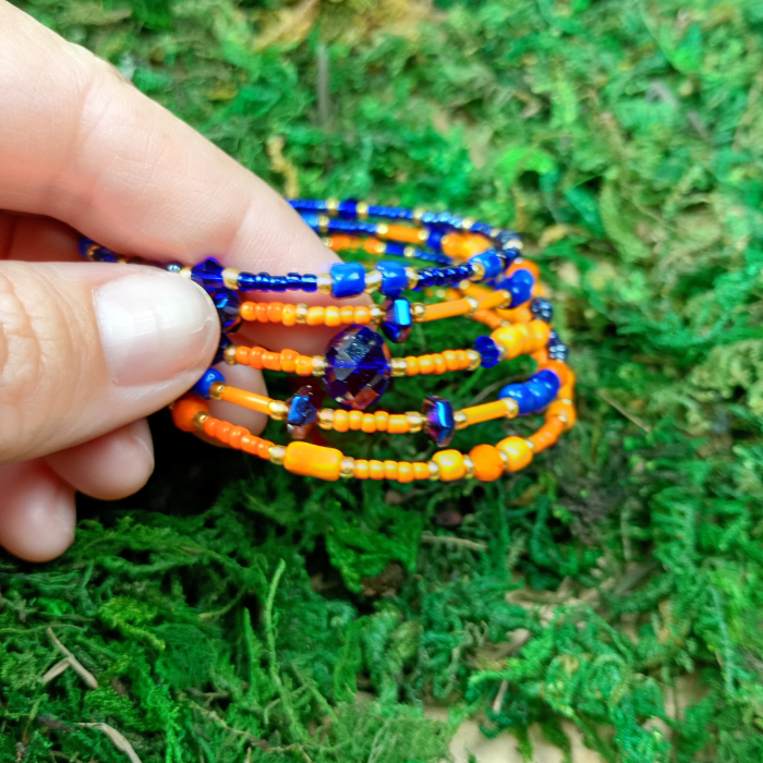 Brățară spirală portocaliu/ albastru regal [5]