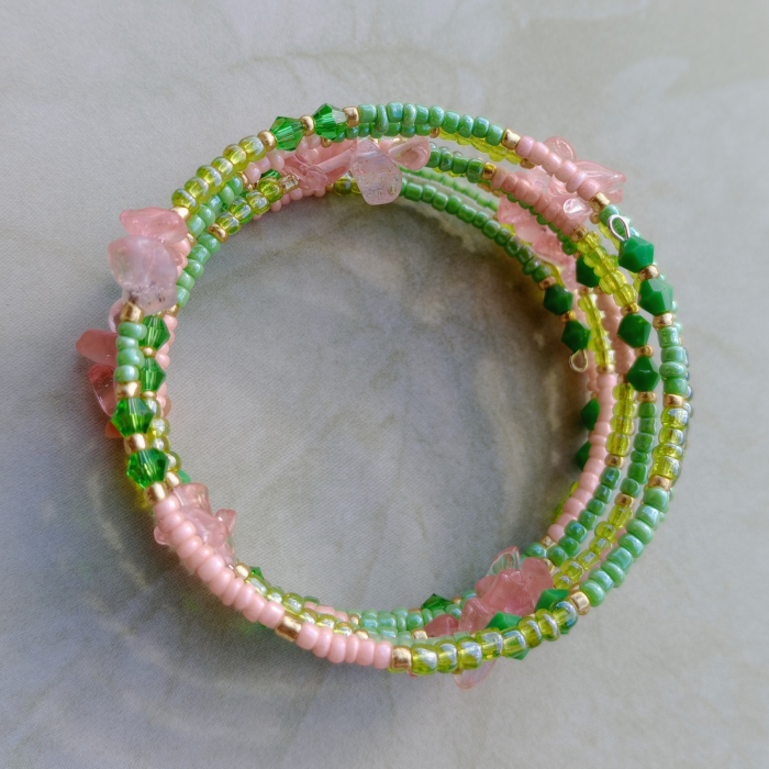 Brățară spirală verde/roz [7]