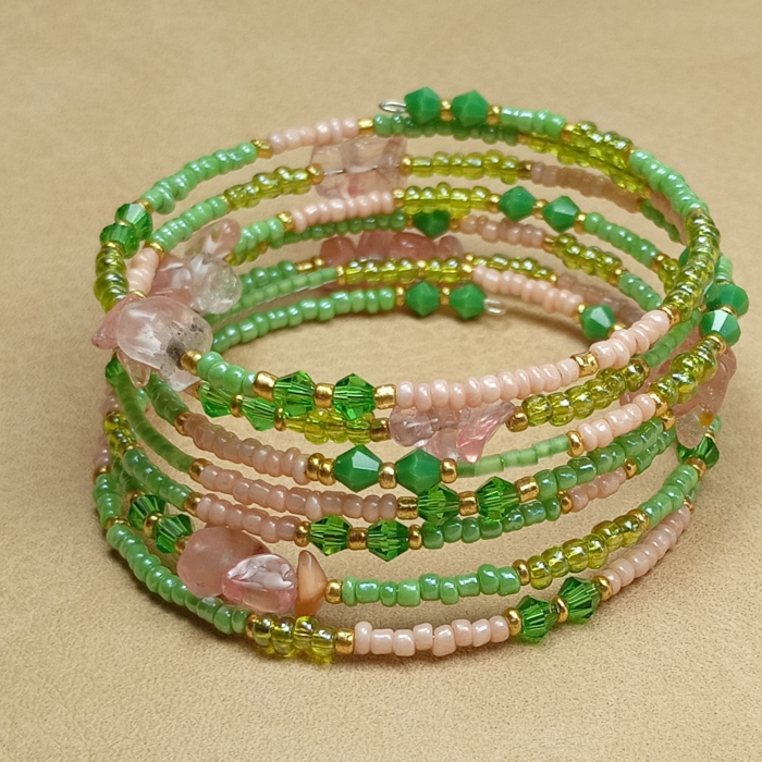 Brățară spirală verde/roz [9]