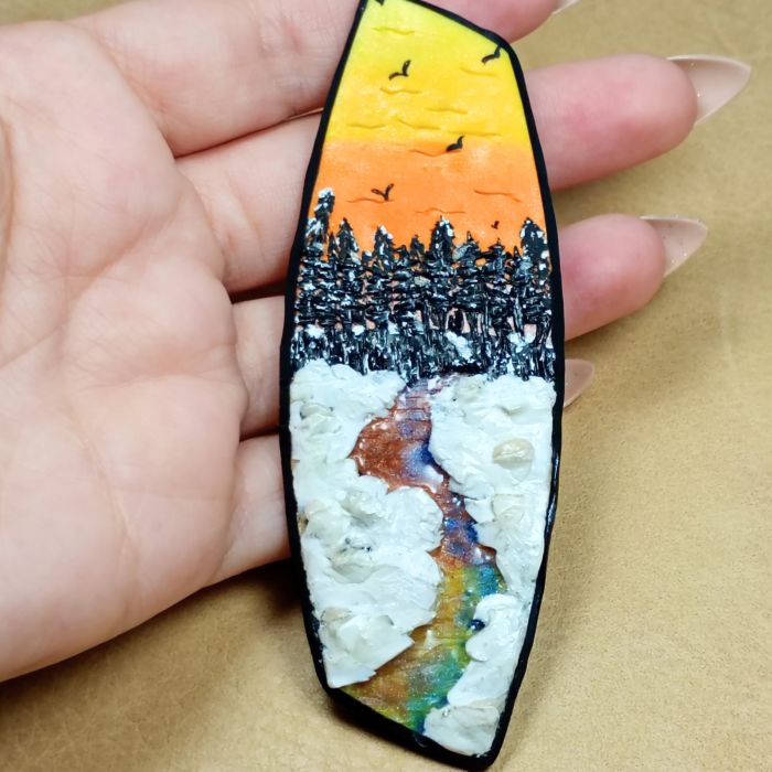 Brosa peisaj de iarna - artă purtabilă [3]