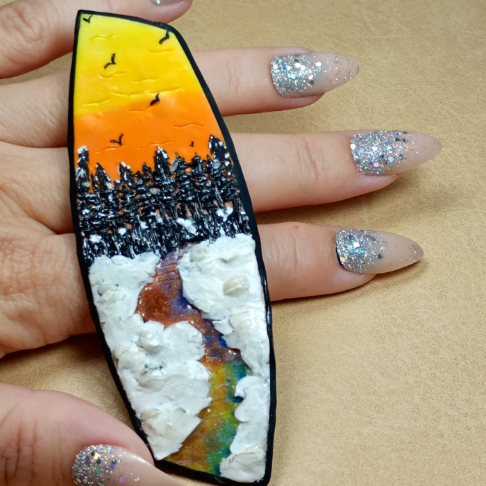 Brosa peisaj de iarna - artă purtabilă [6]