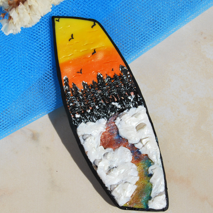 Brosa peisaj de iarna - artă purtabilă [2]