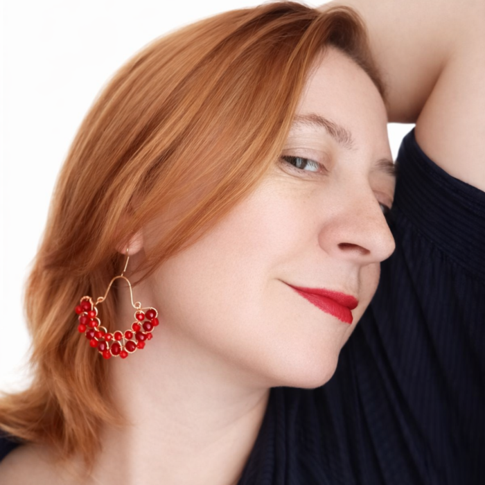 Cercei candelabru statement roșii [4]