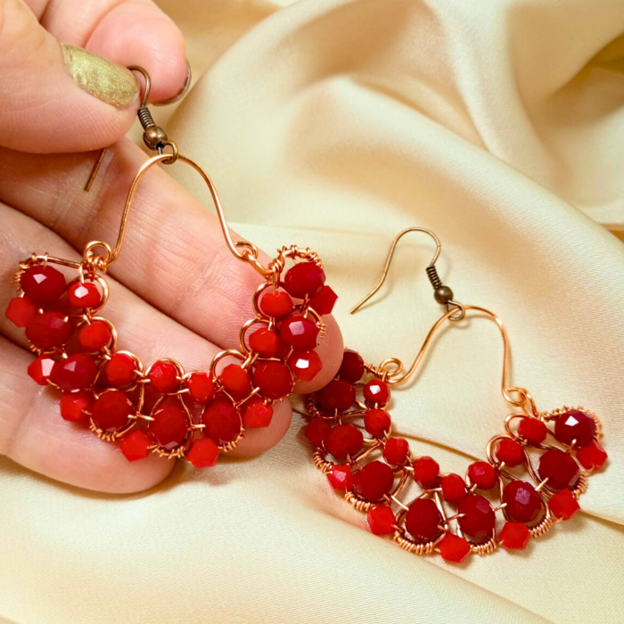 Cercei candelabru statement roșii [3]