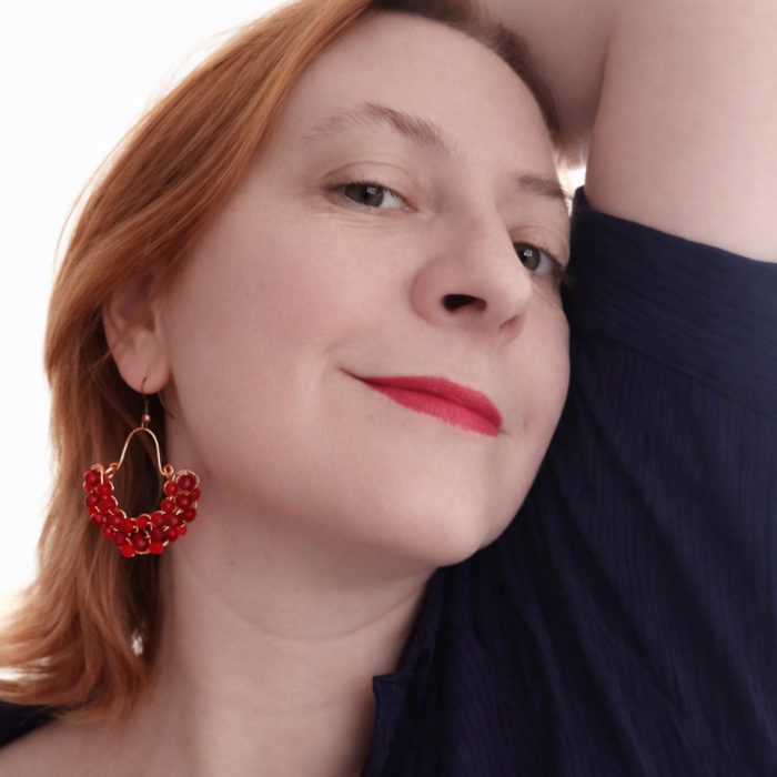 Cercei candelabru statement roșii [5]