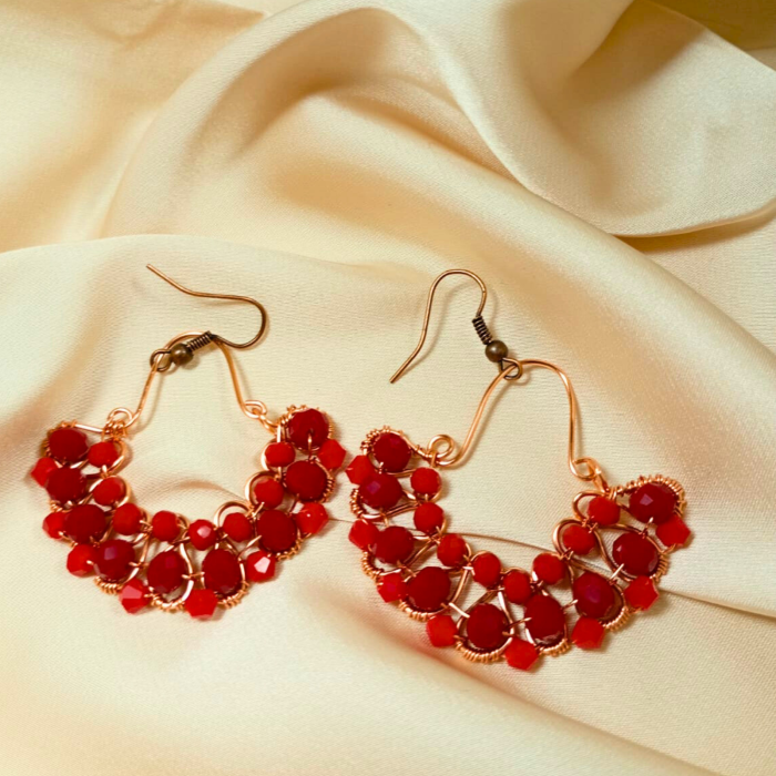 Cercei candelabru statement roșii [2]