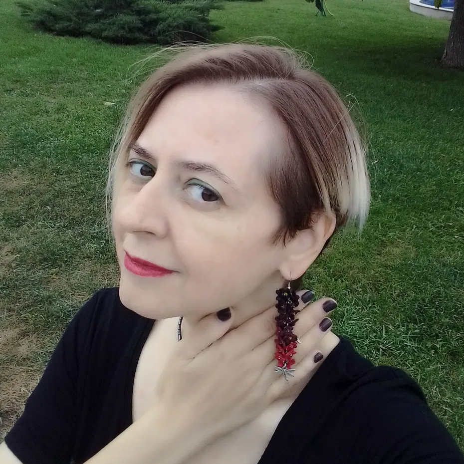 Cercei ciorchine de flori, rosu /negru [3]