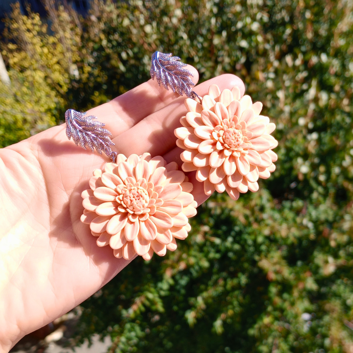 Cercei Crizanteme Peach [4]