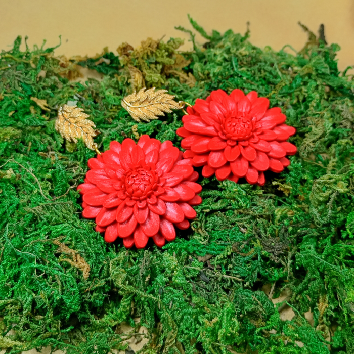 Cercei Crizanteme Roșii [10]