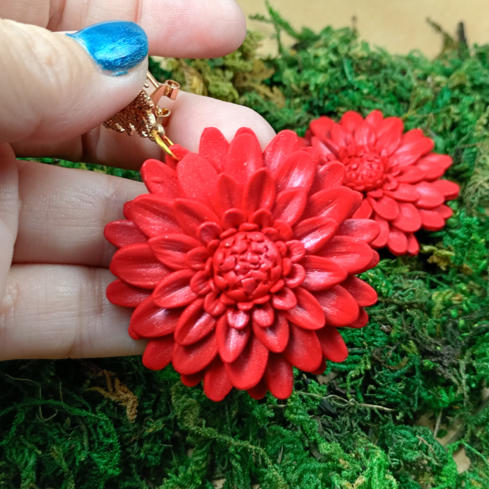 Cercei Crizanteme Roșii [2]