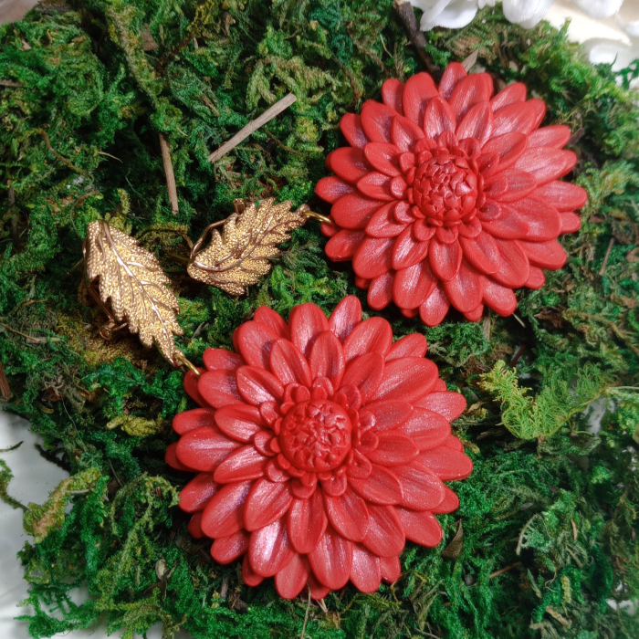 Cercei Crizanteme Roșii [9]