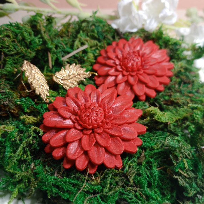 Cercei Crizanteme Roșii [3]
