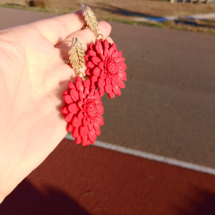 Cercei Crizanteme Roșii [8]