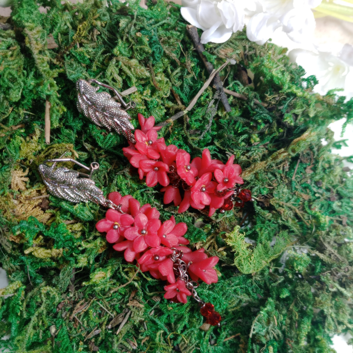 Cercei cu Flori Roz și Cristale [8]