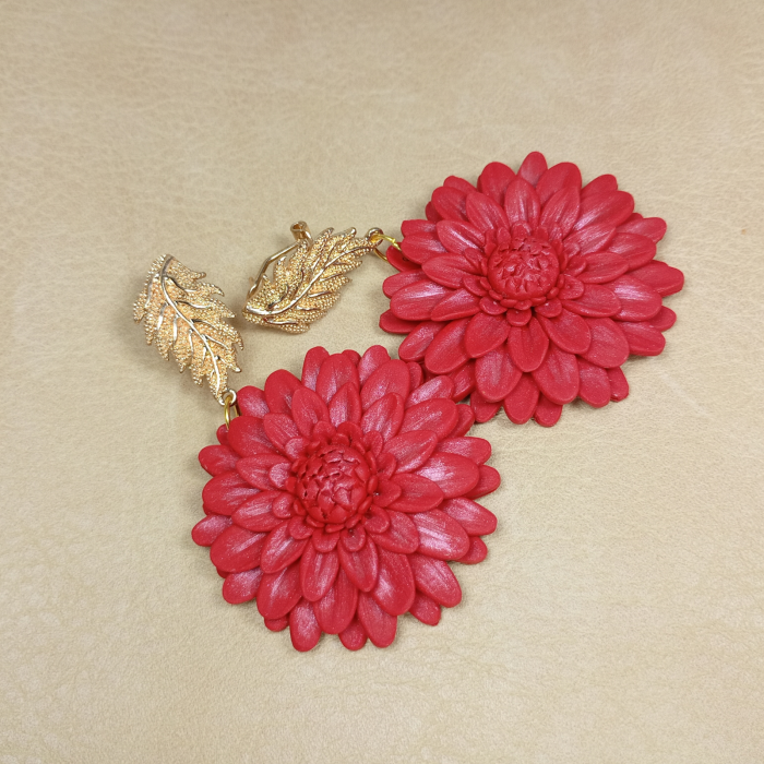 Cercei Crizanteme Roșii [15]