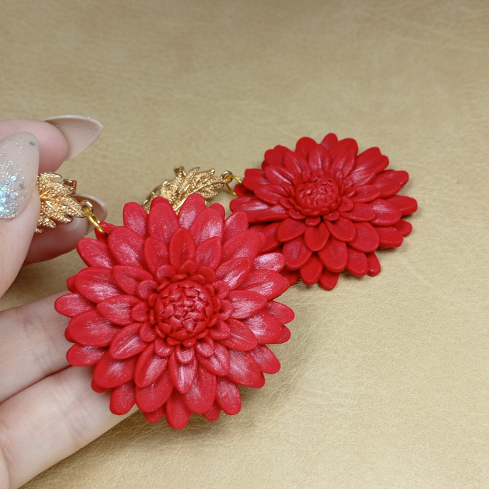 Cercei Crizanteme Roșii [13]