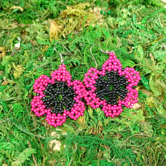 Cercei Flori Fuchsia din Mărgele [6]